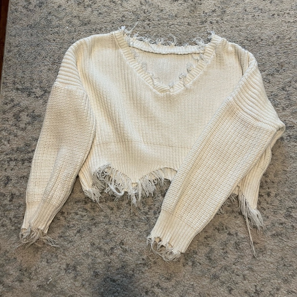 Off the shoulder/big neckline cropped sweater